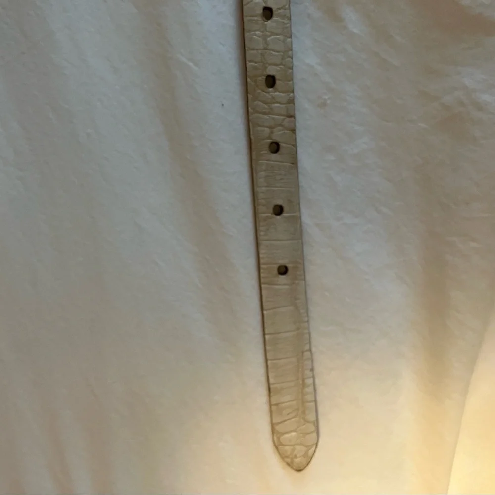 VTG Lauren Ralph Lauren Women’s Croc Embossed  Belt Size L Tan Skinny Old Money
